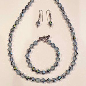 Blue gradient crystal Necklace Set make with Swarovski crystal by Elena